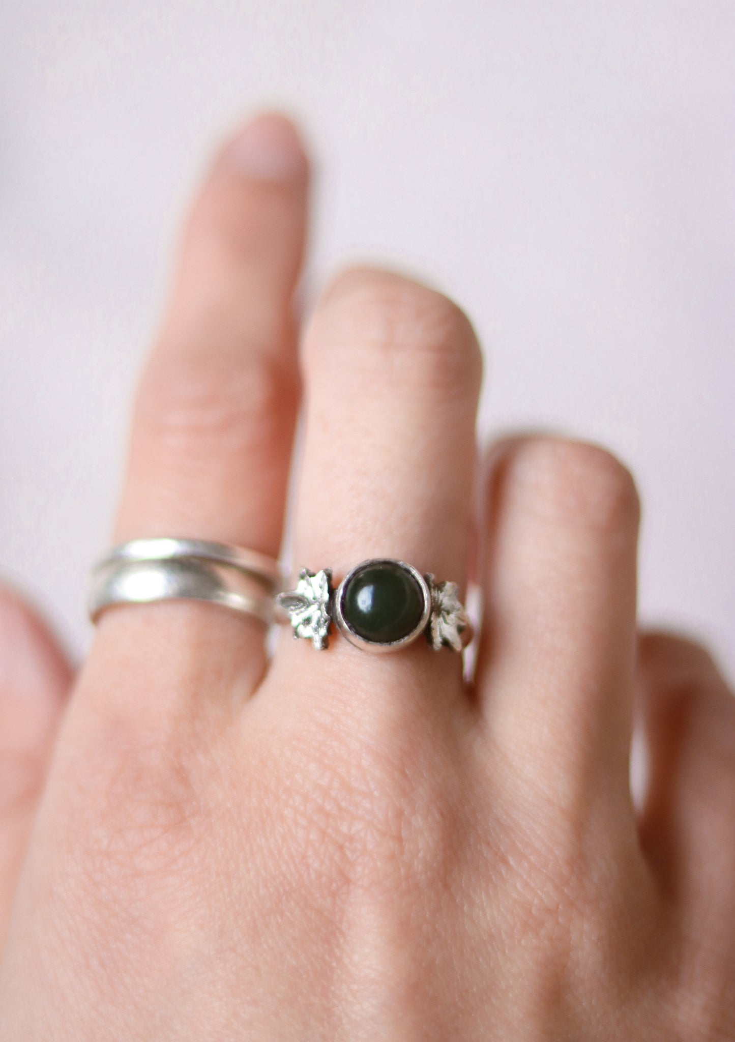 Moss Agate Maple Ring