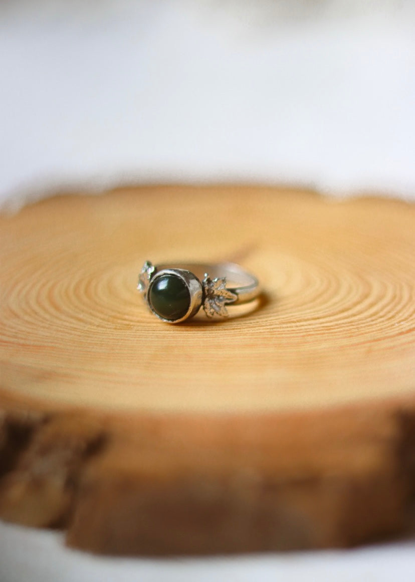 Moss Agate Maple Ring