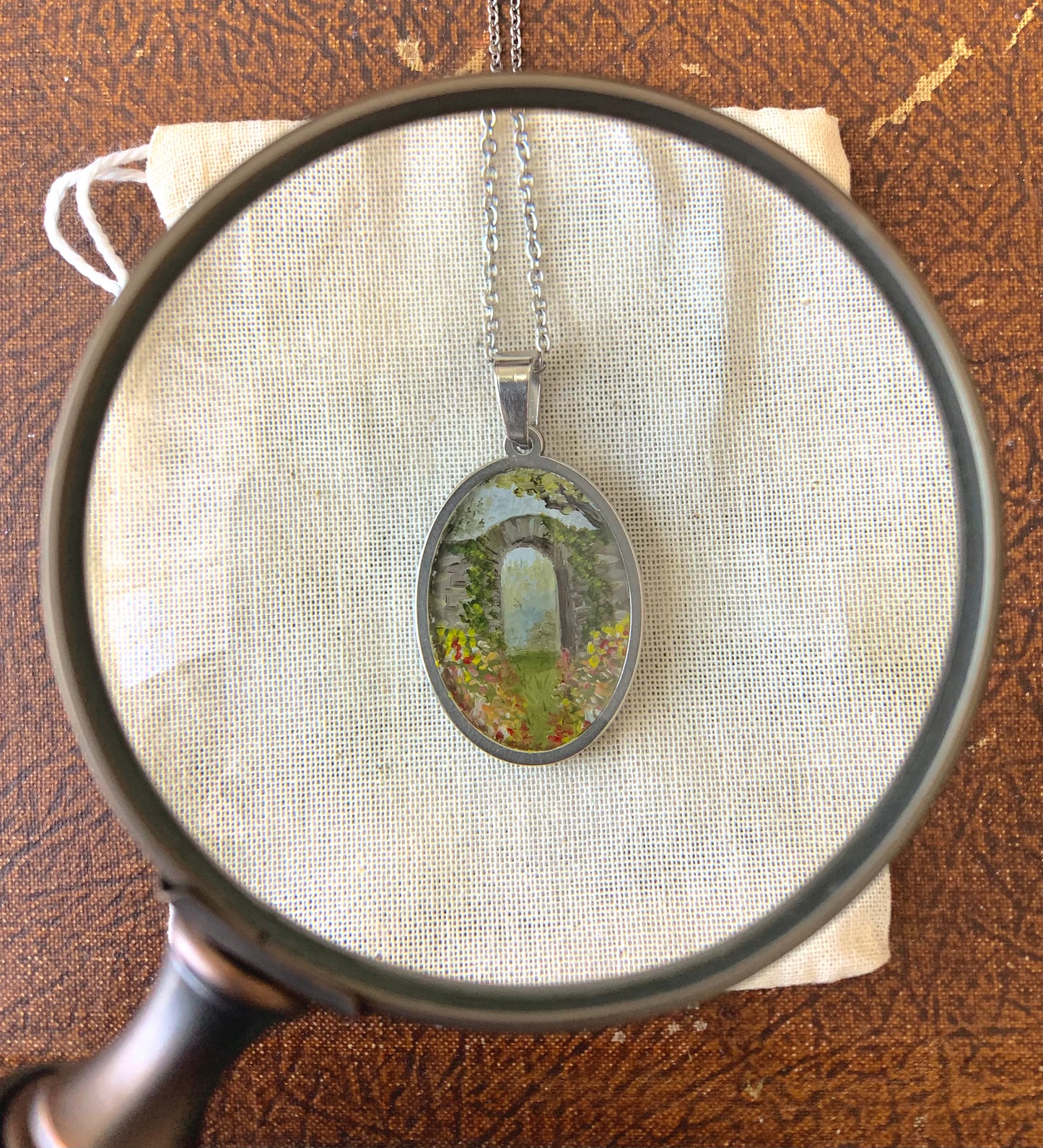 ‘Spring Arch’ Mini Painting Necklace