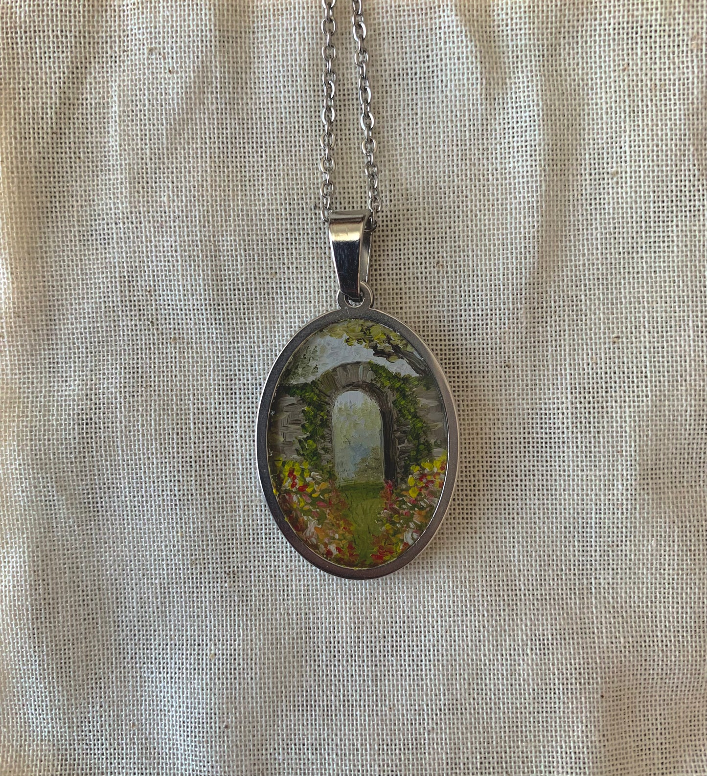 ‘Spring Arch’ Mini Painting Necklace