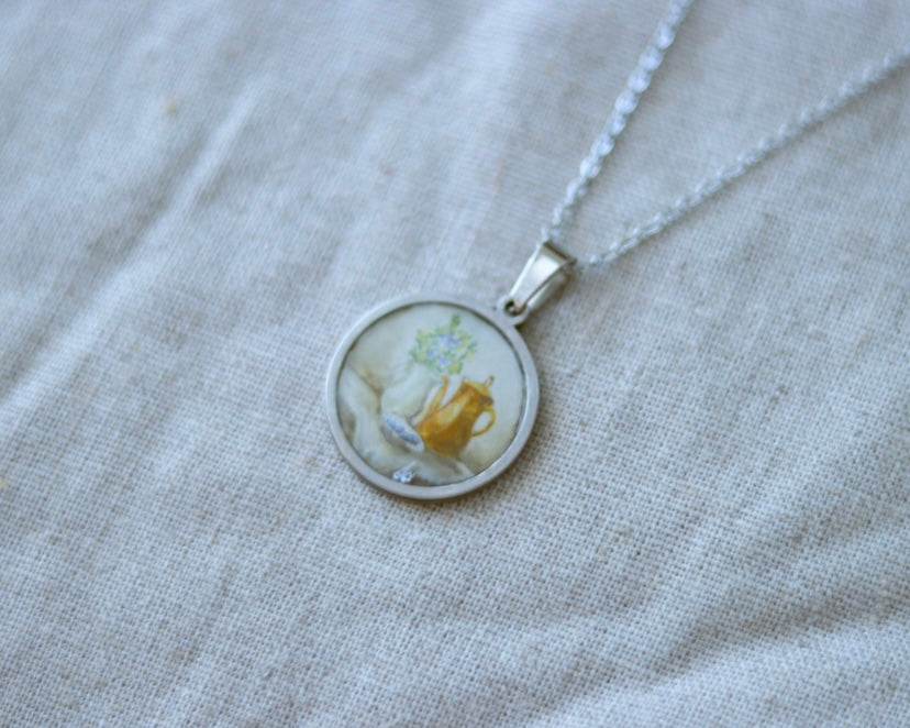 ‘A Moment’s Peace’ Original Mini Painting Necklace