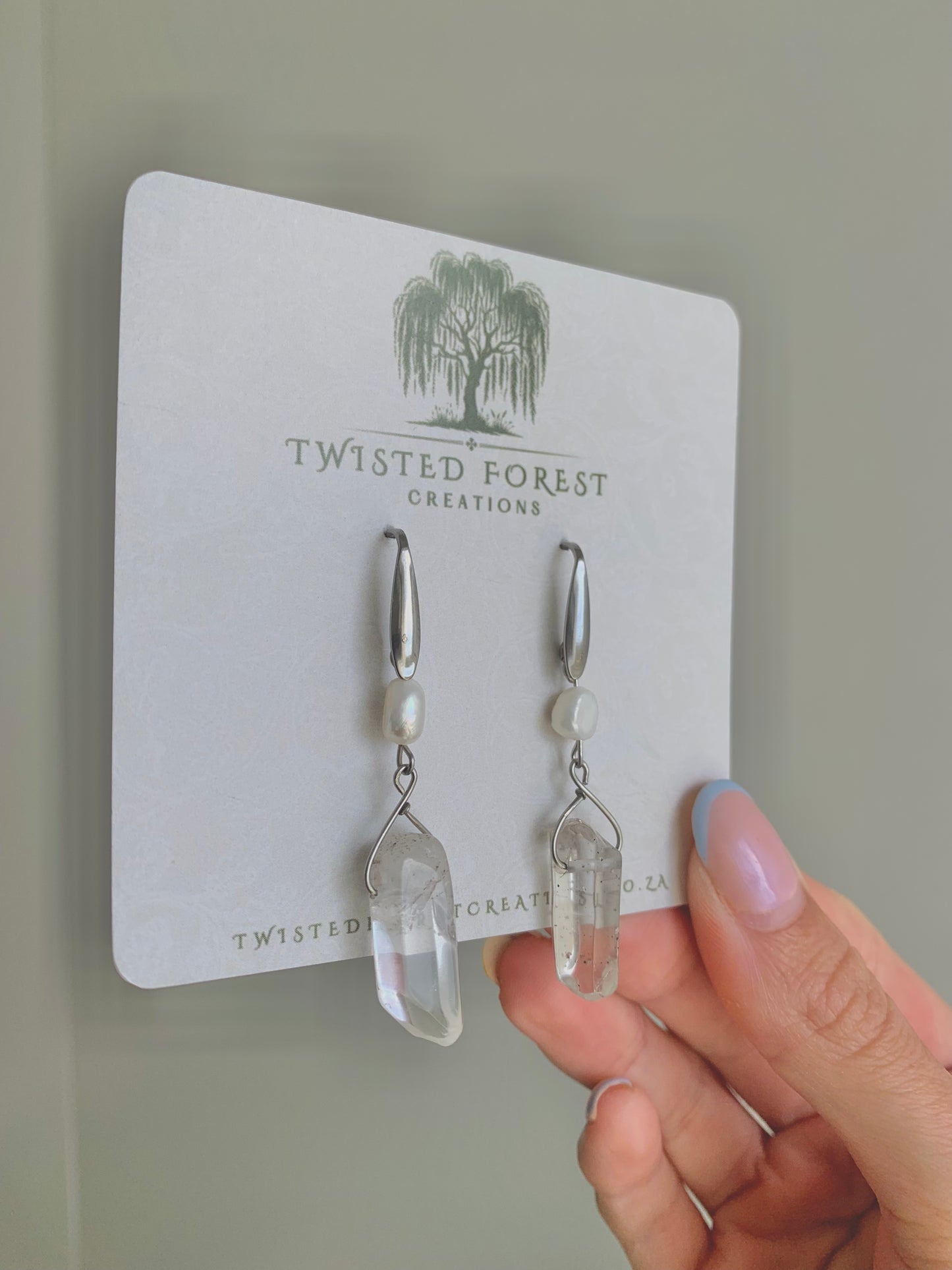 Clear Quartz & Pearl Earrings