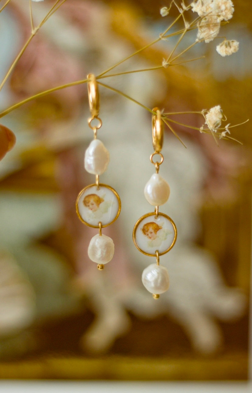 Cherub Pearl Hoops