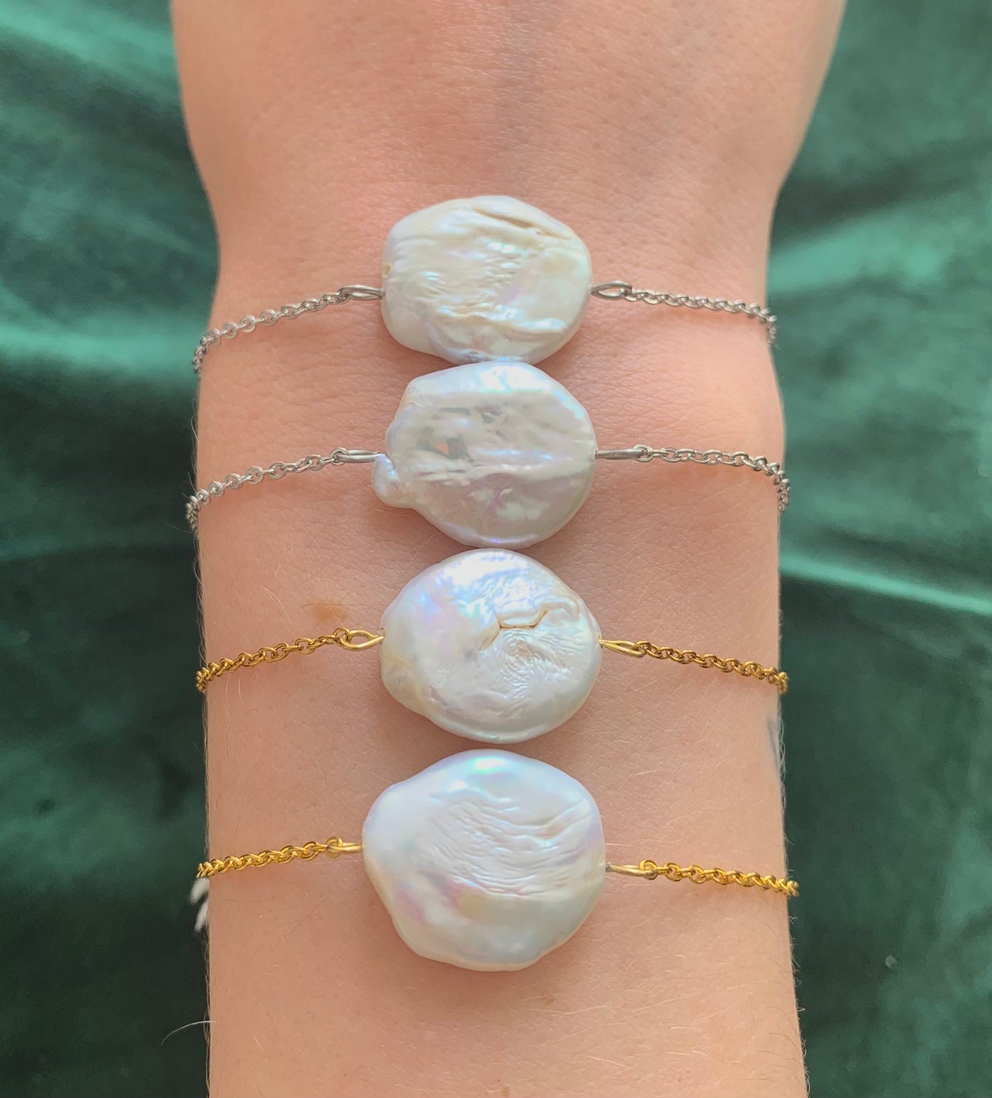 Reversible Forget-Me-Not Pearl Bracelet