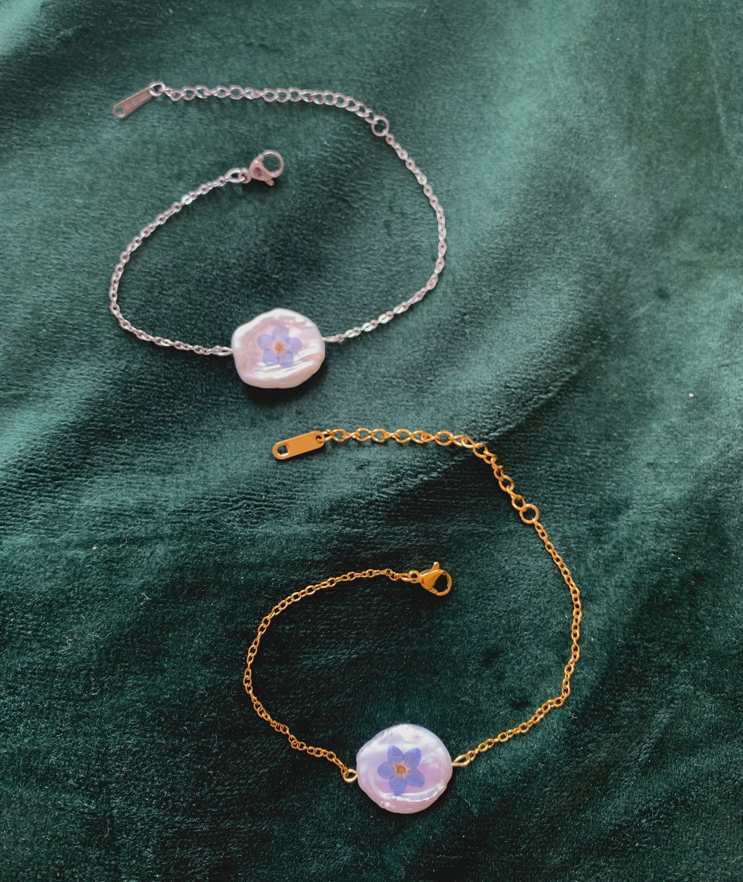 Reversible Forget-Me-Not Pearl Bracelet