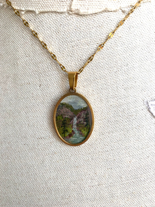 ‘Misty Mountain’ Mini Painting Necklace