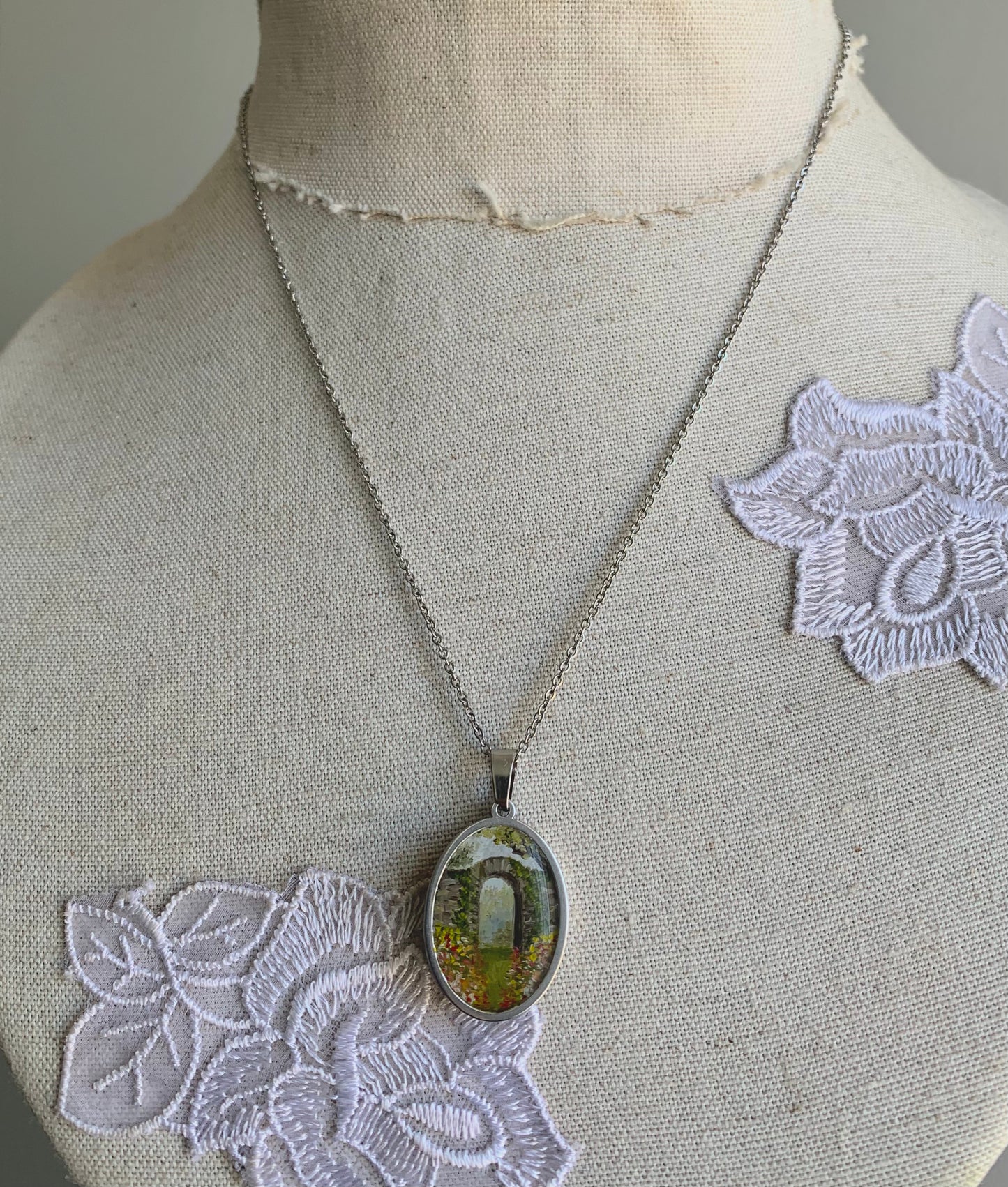 ‘Spring Arch’ Mini Painting Necklace