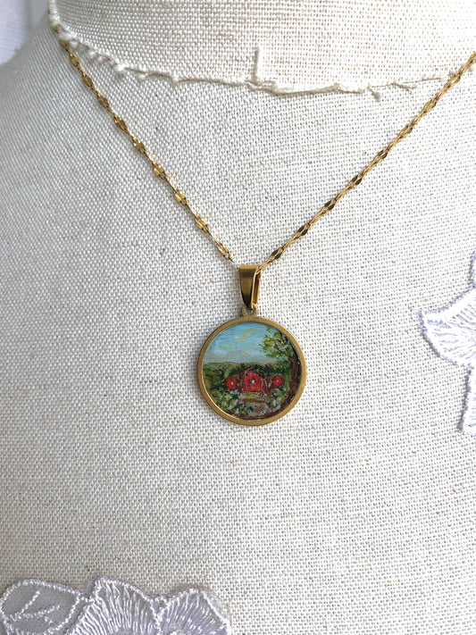 ‘Hobbit Dwelling’ Mini Painting Necklace