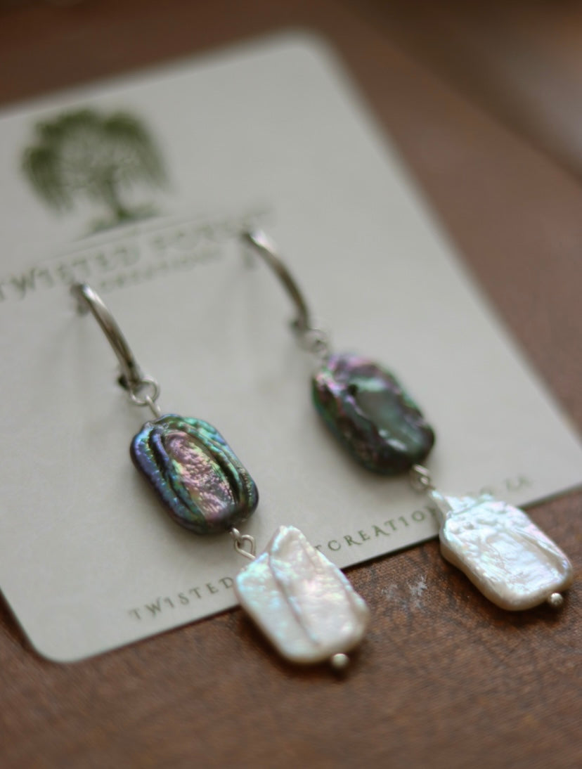 ‘Ellen’ Silver Freshwater Pearl Earrings