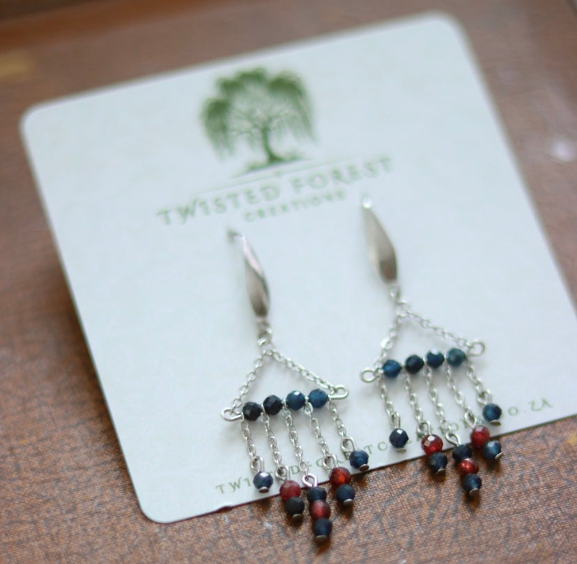 ‘Noelle’ Sapphire & Garnet Gemstone Earrings