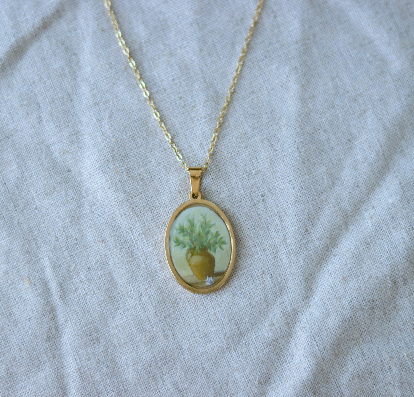 ‘Harvest’ Original Mini Painting Necklace