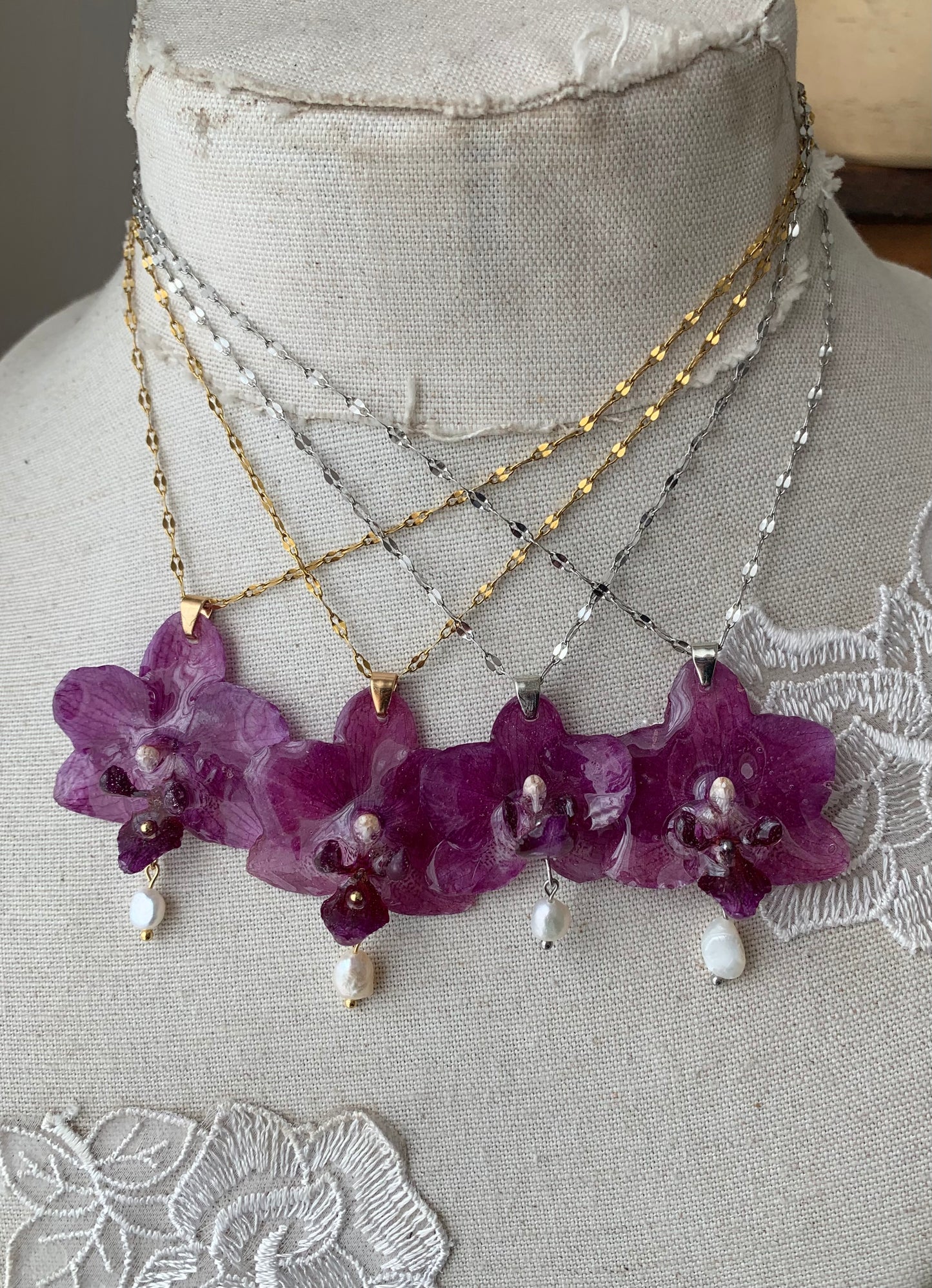 Plum Orchid Necklace