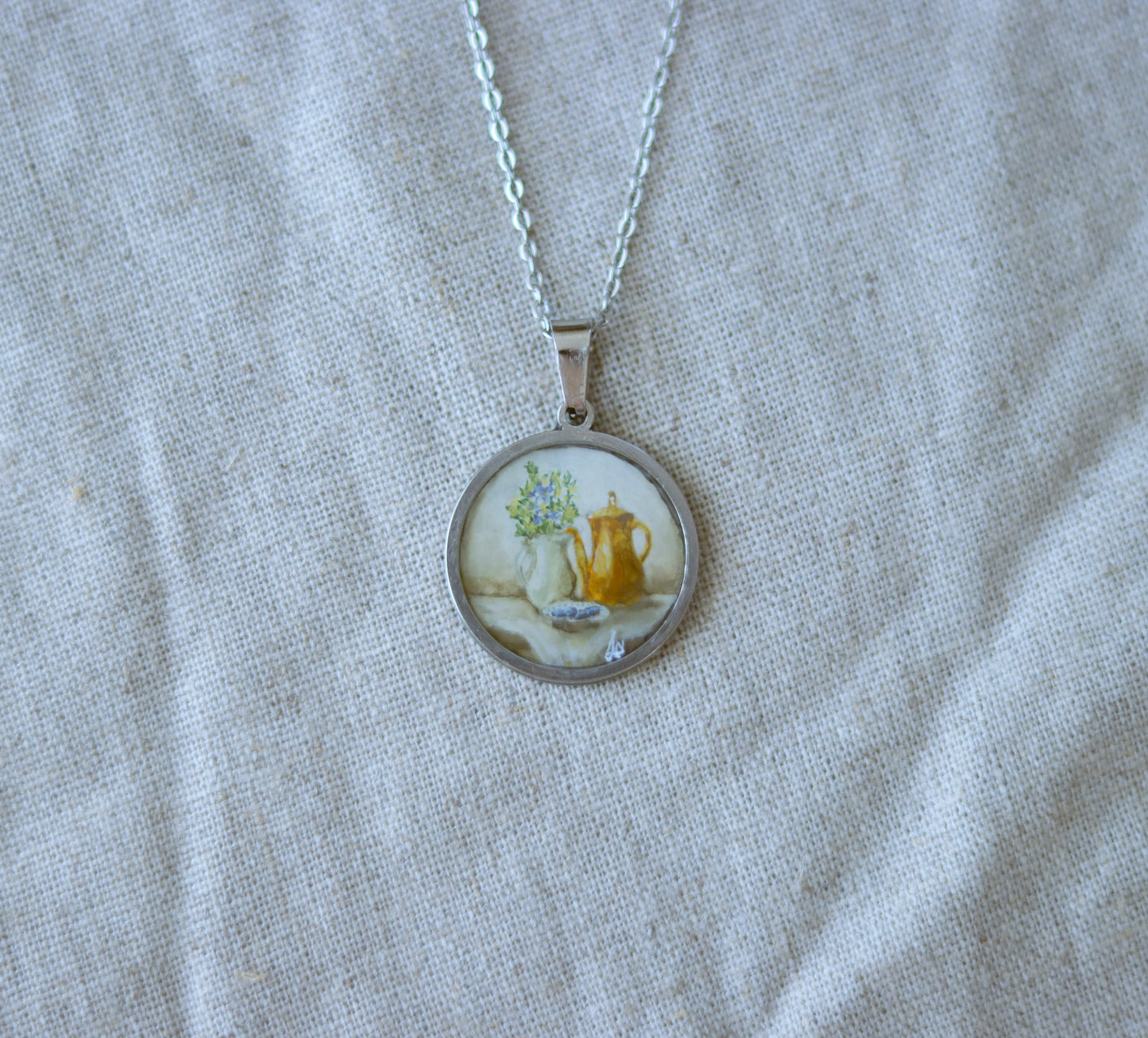 ‘A Moment’s Peace’ Original Mini Painting Necklace