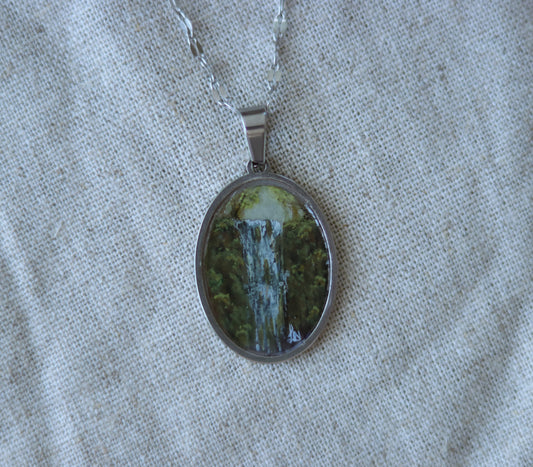 ‘Water’s Song’ Original Mini Painting Necklace