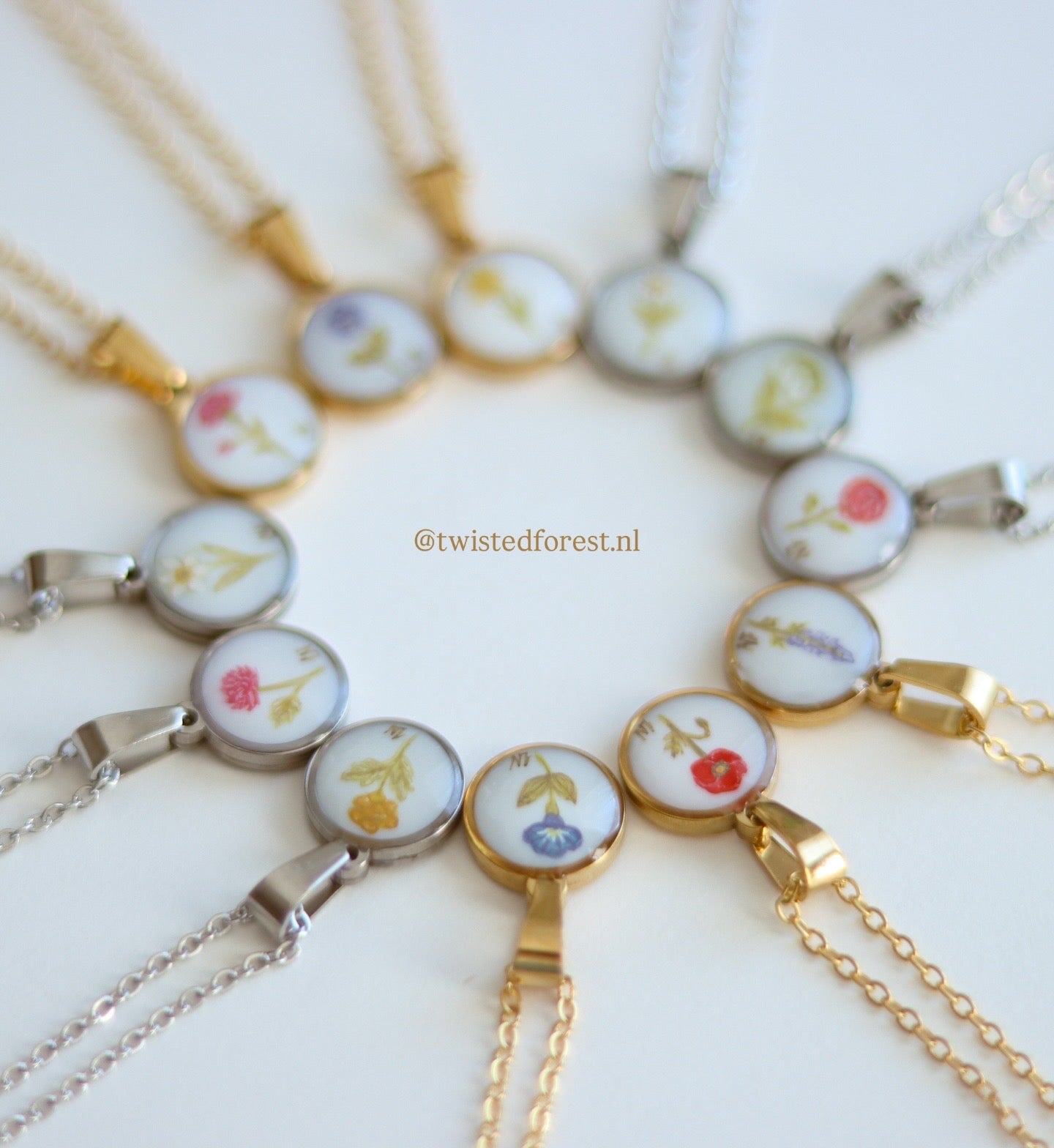 Hand-Painted Birth Month Flower Necklaces