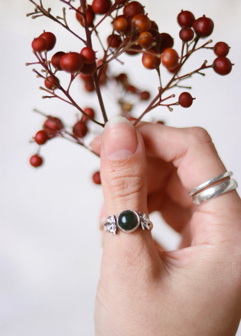 Moss Agate Maple Ring