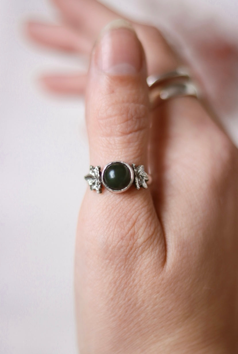 Moss Agate Maple Ring