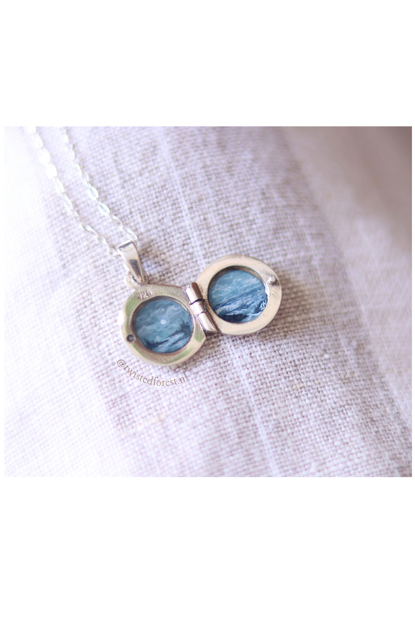 ‘Selene’ Mini Painting Sterling Silver Locket
