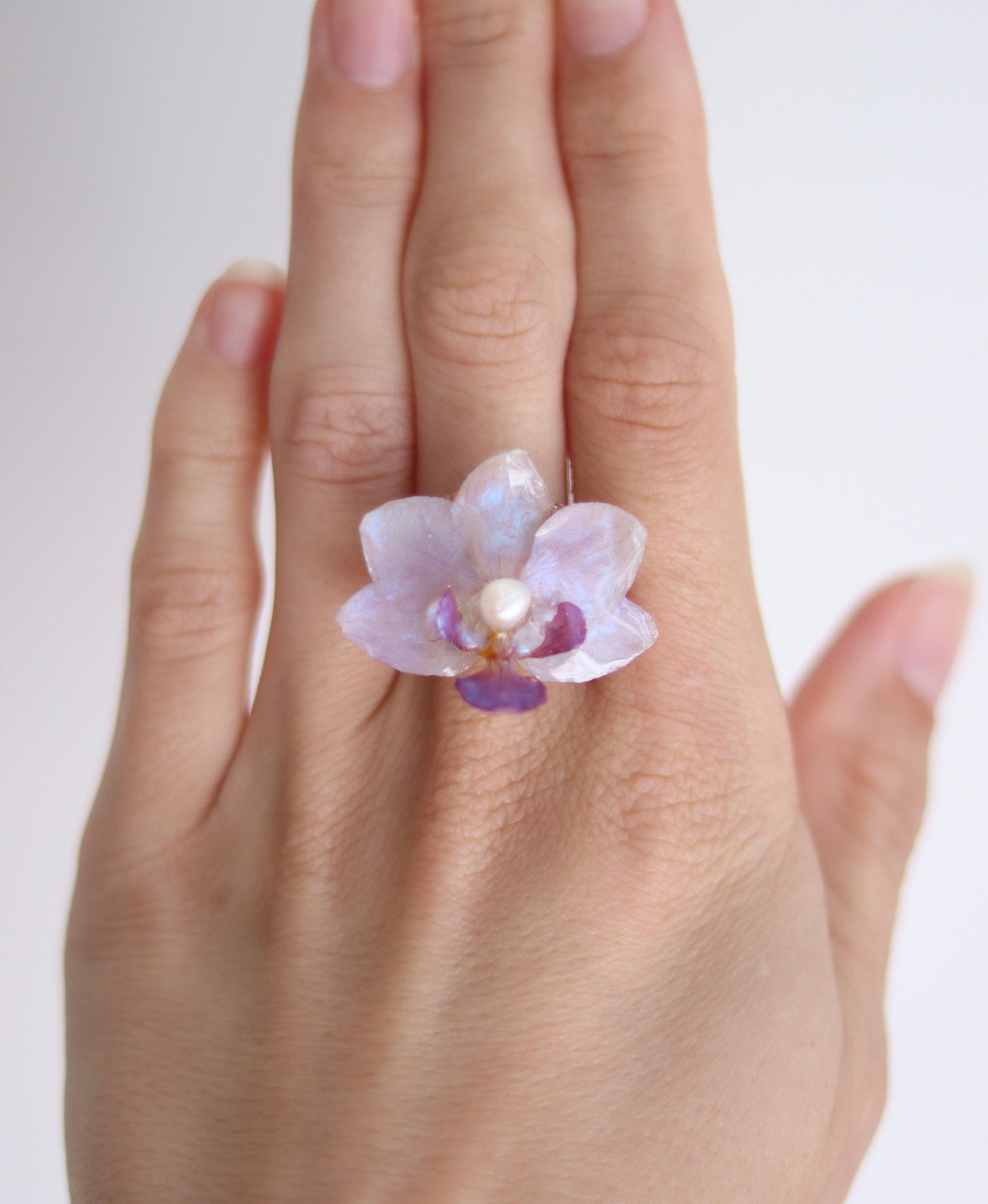 Orchid & Freshwater Pearl Ring