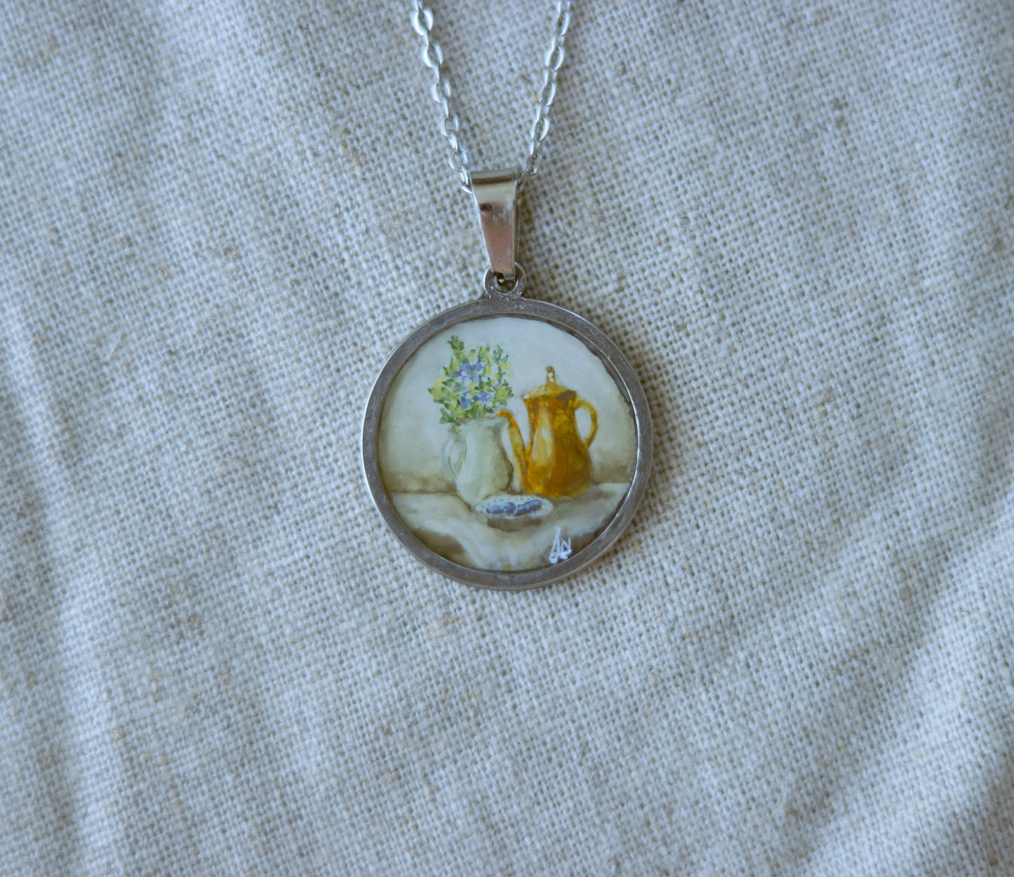 ‘A Moment’s Peace’ Original Mini Painting Necklace