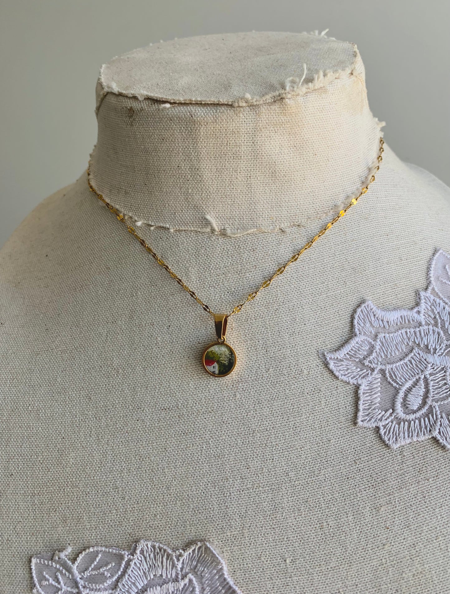 ‘Forest Cottage’ Mini Painting Necklace