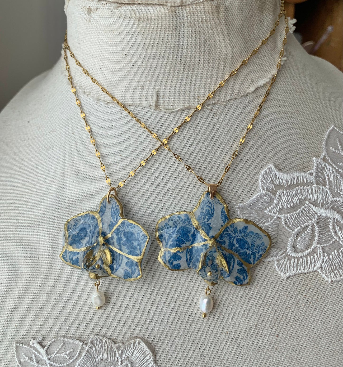 Porcelain Orchid Necklace