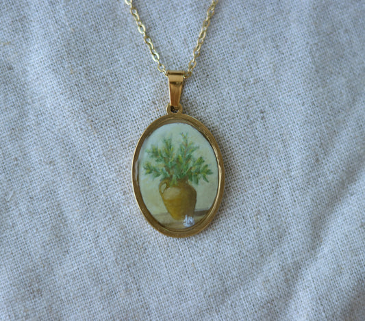 ‘Harvest’ Original Mini Painting Necklace