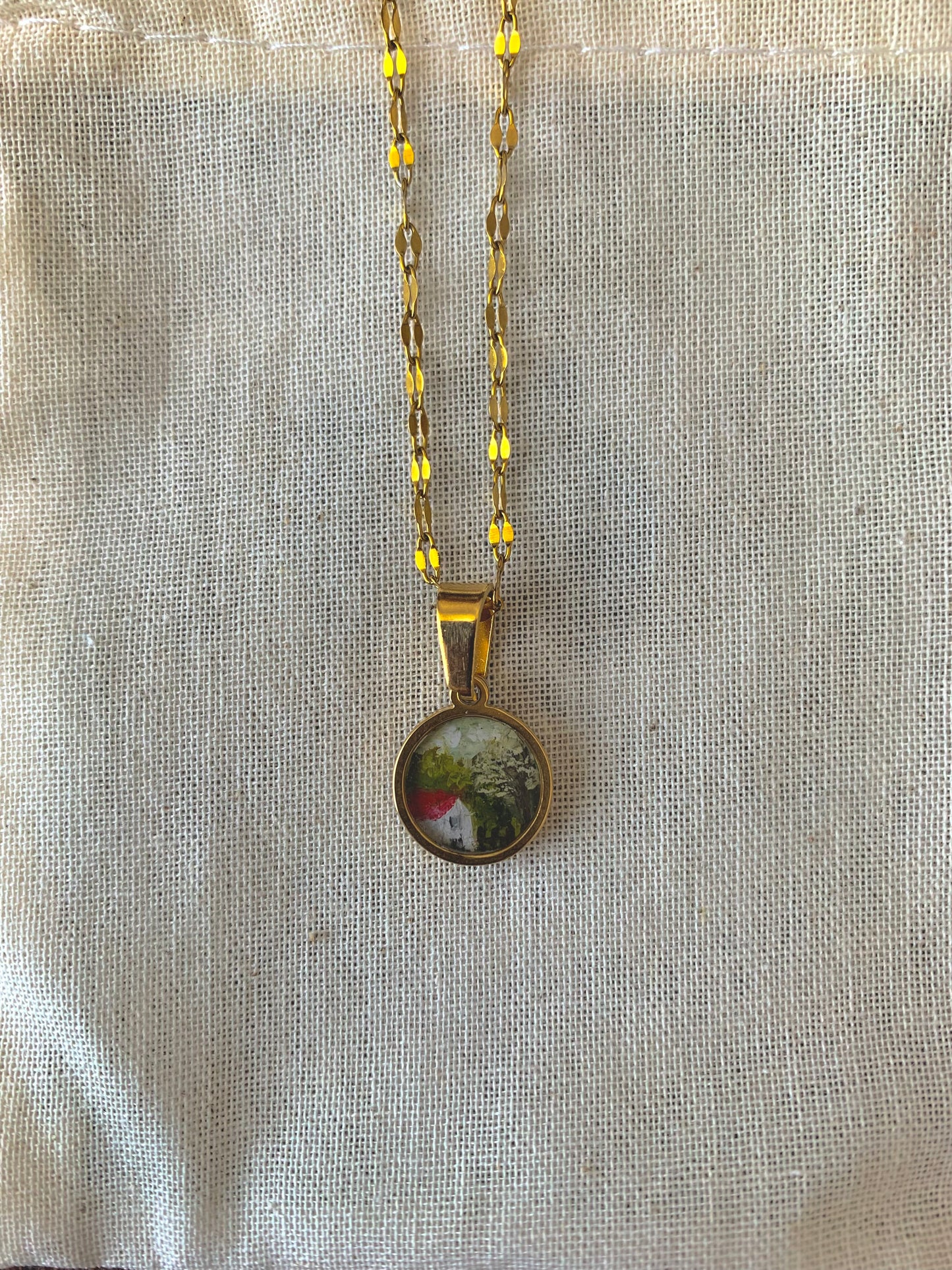 ‘Forest Cottage’ Mini Painting Necklace
