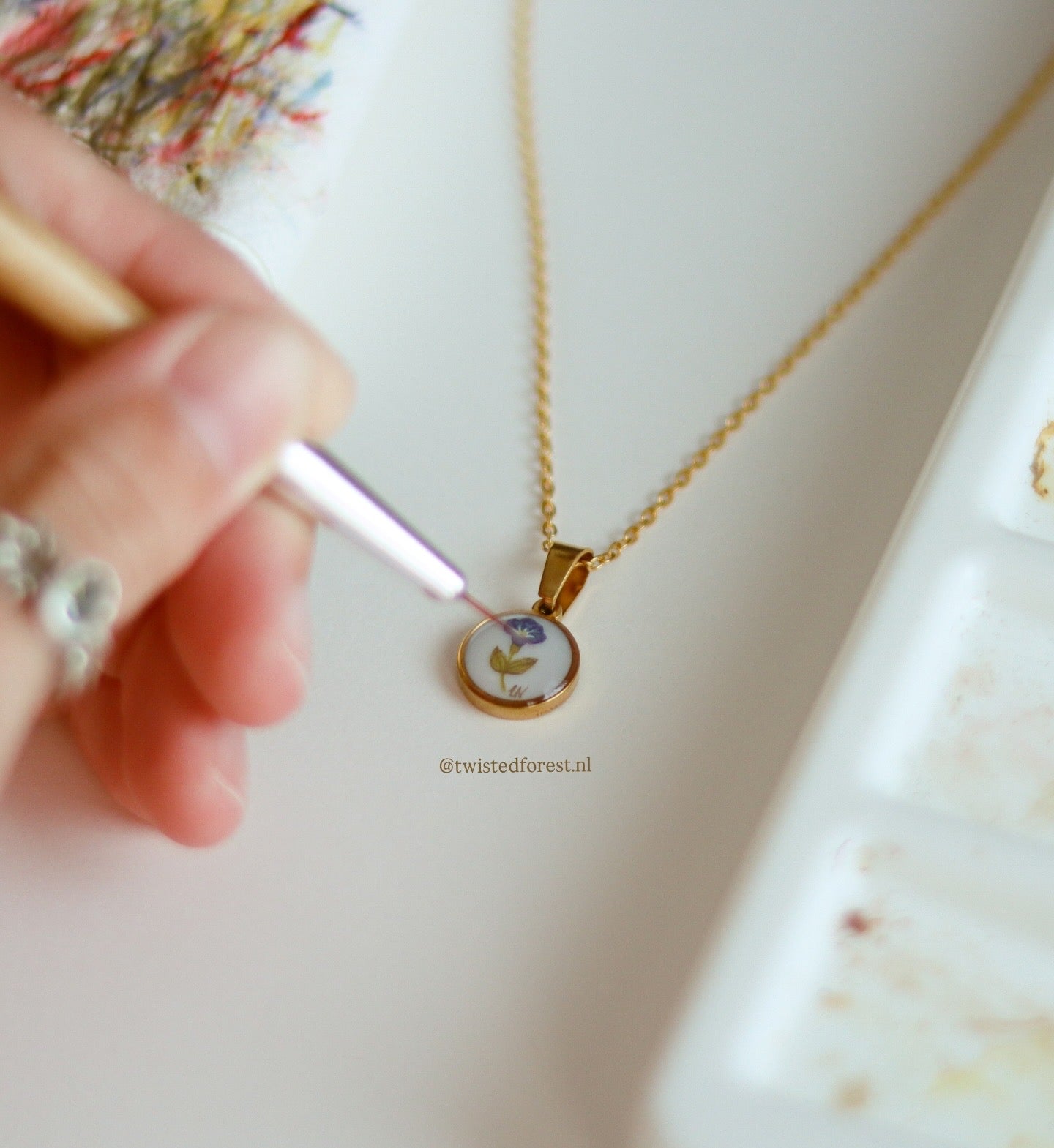 Hand-Painted Birth Month Flower Necklaces