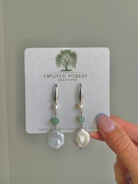 Aventurine & Pearl Earrings