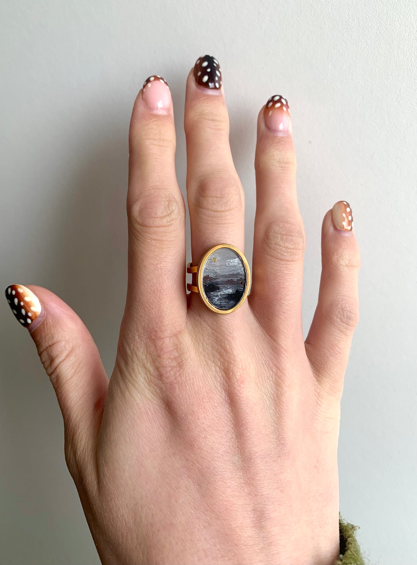 ‘Moonlit Low Tide’ Mini Painting Ring
