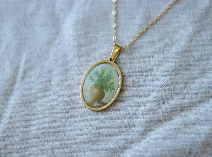 ‘Harvest’ Original Mini Painting Necklace
