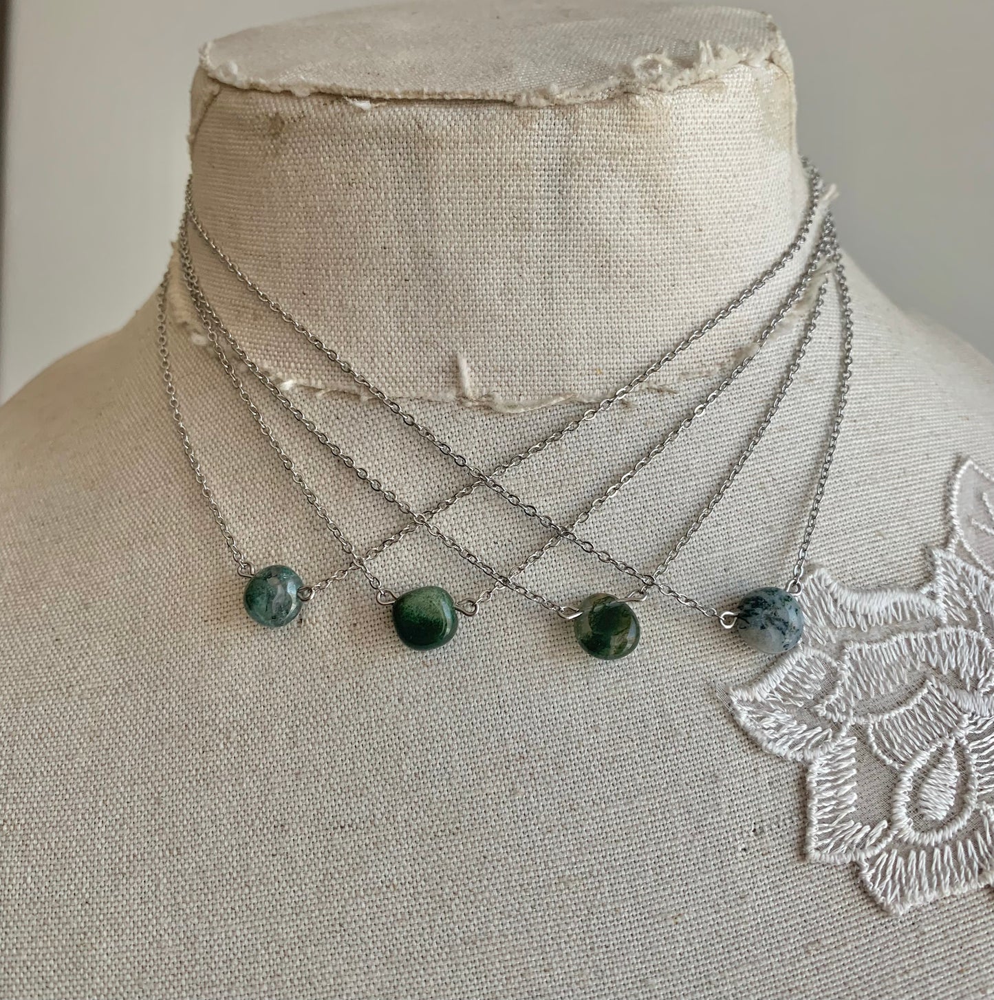 Moss Agate Gemstone Necklace