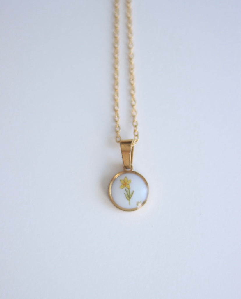 Hand-Painted Birth Month Flower Necklaces