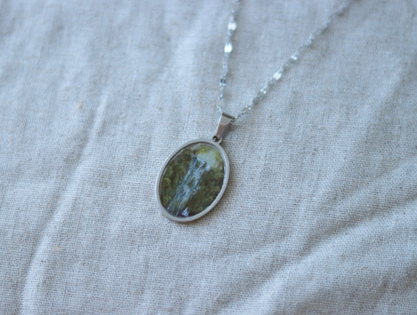 ‘Water’s Song’ Original Mini Painting Necklace
