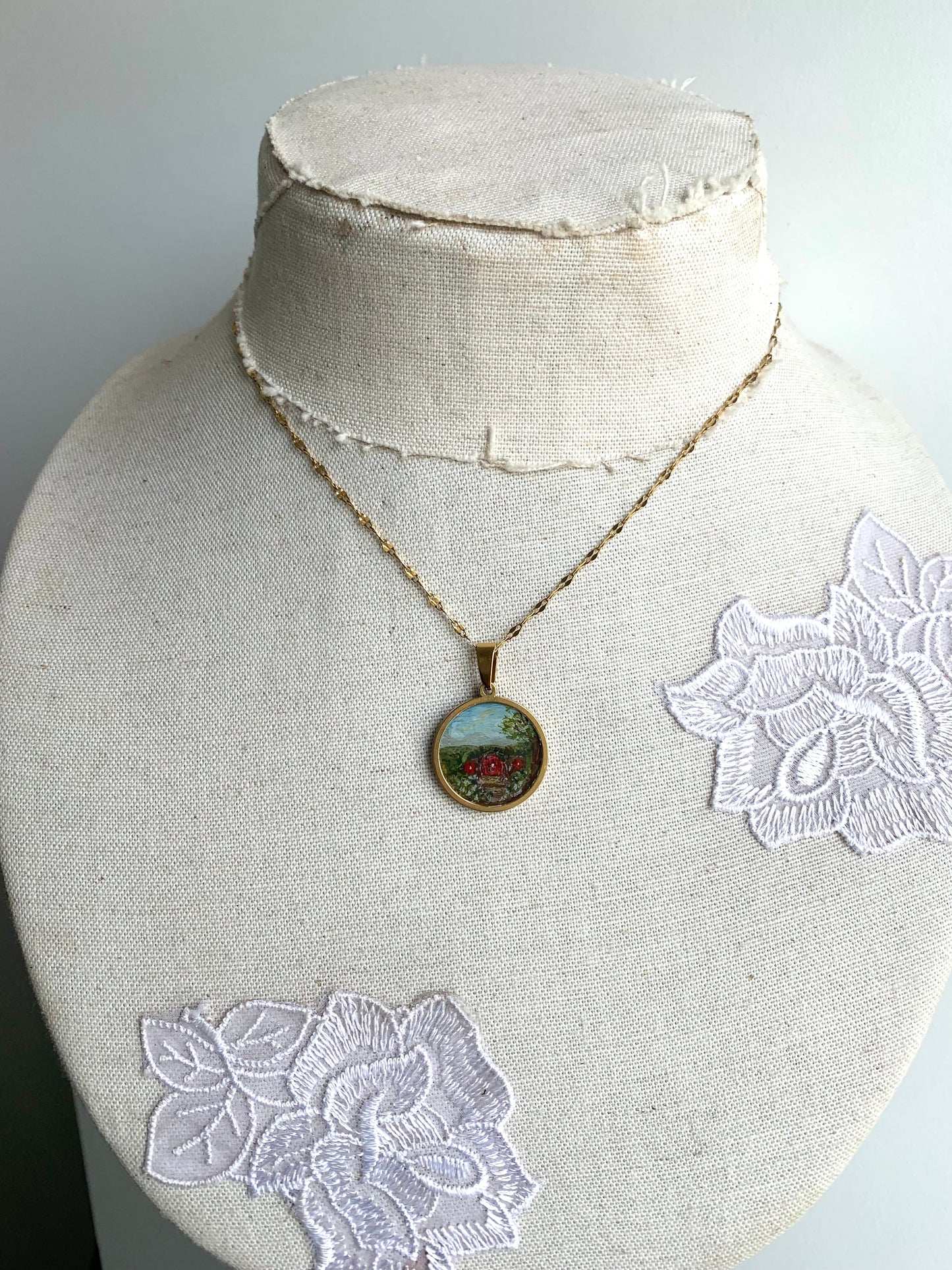 ‘Hobbit Dwelling’ Mini Painting Necklace