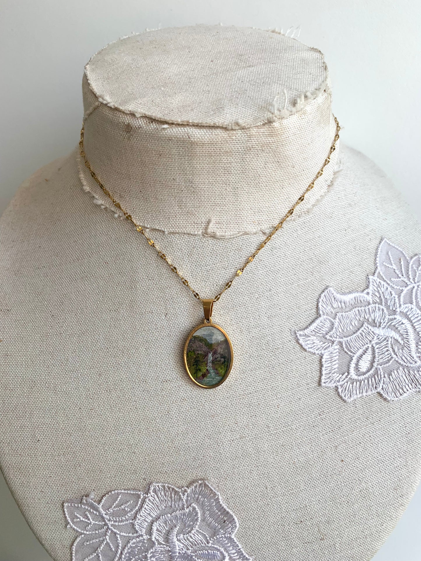 ‘Misty Mountain’ Mini Painting Necklace