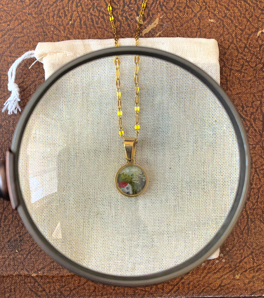 ‘Forest Cottage’ Mini Painting Necklace