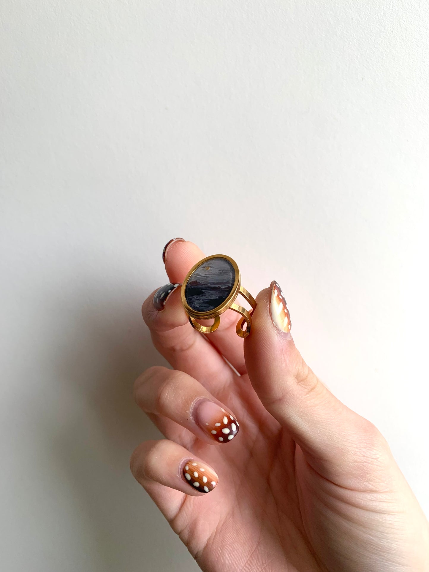 ‘Moonlit Low Tide’ Mini Painting Ring