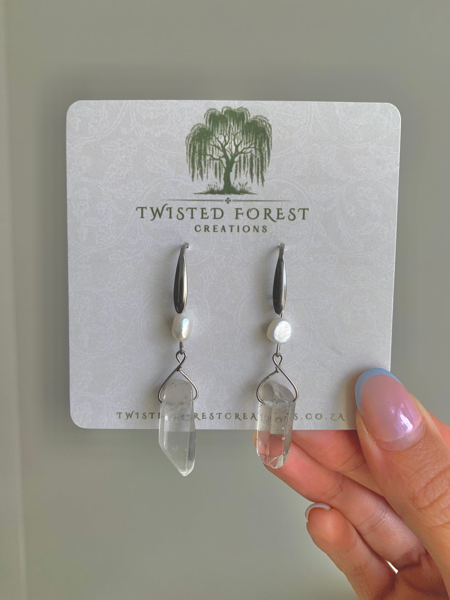Clear Quartz & Pearl Earrings