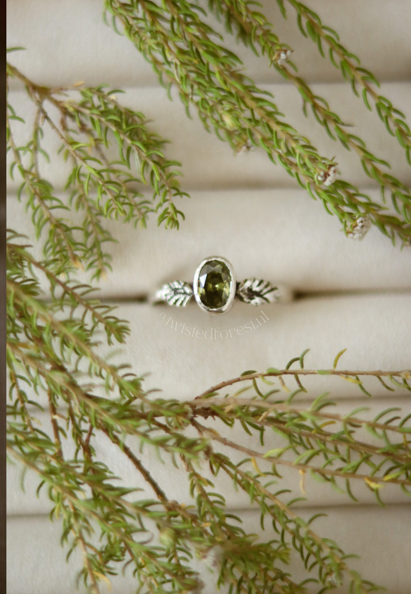 Peridot Oak Leaf Ring