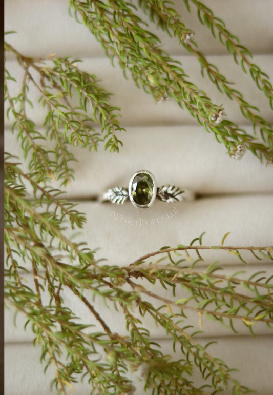 Peridot Oak Leaf Ring