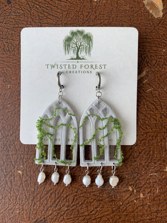 Cathedral Window Freshwater Pearl Earrings