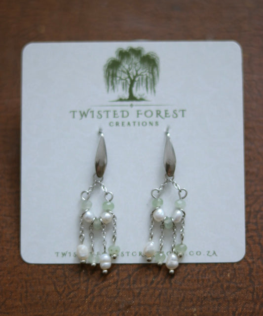 ‘Florence’ Freshwater Pearls & Aventurine Gemstone Earrings