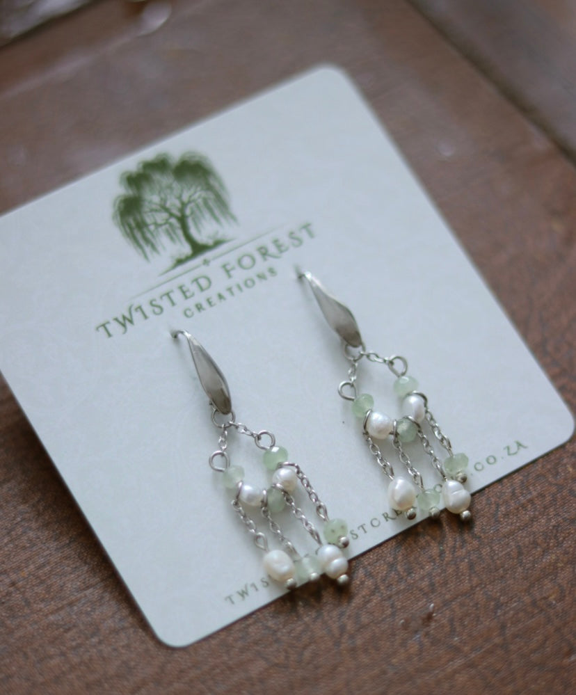 ‘Florence’ Freshwater Pearls & Aventurine Gemstone Earrings