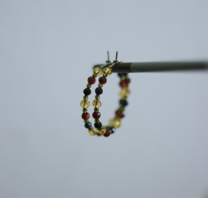 ‘Gabrielle’ Garnet & Sapphire Gemstone Hoops