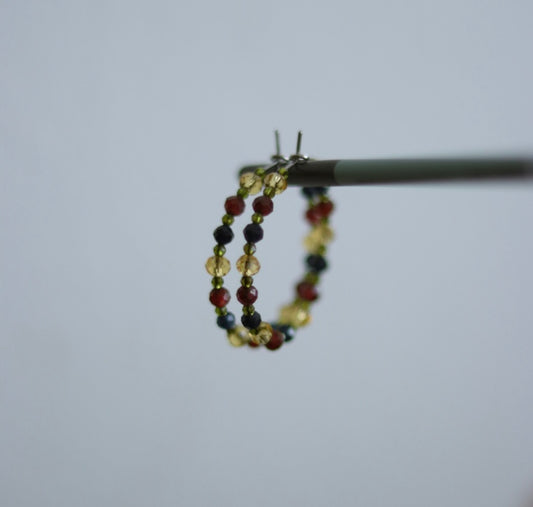 ‘Gabrielle’ Garnet & Sapphire Gemstone Hoops