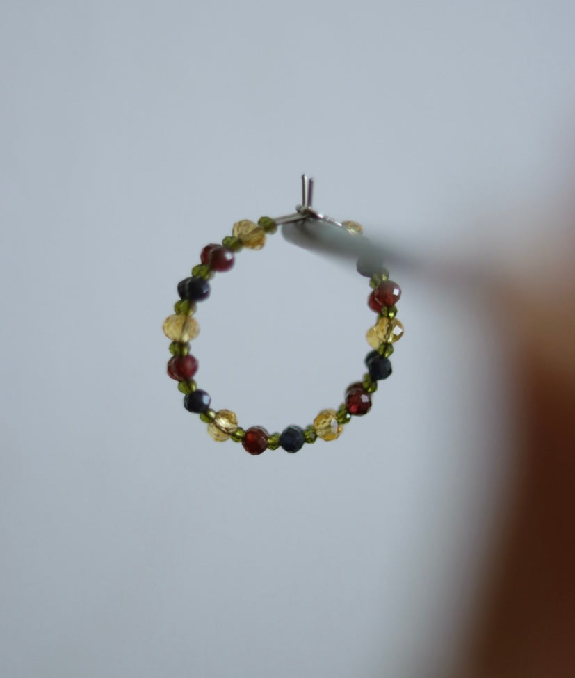 ‘Gabrielle’ Garnet & Sapphire Gemstone Hoops