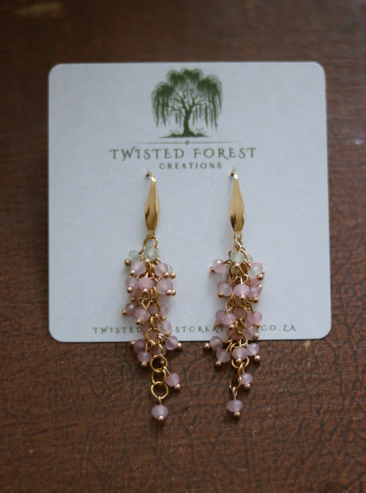 ‘Wisteria’ Rose Quartz & Aventurine Gemstone Earrings