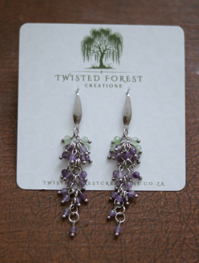 ‘Wisteria’ Amethyst & Aventurine Gemstone Earrings